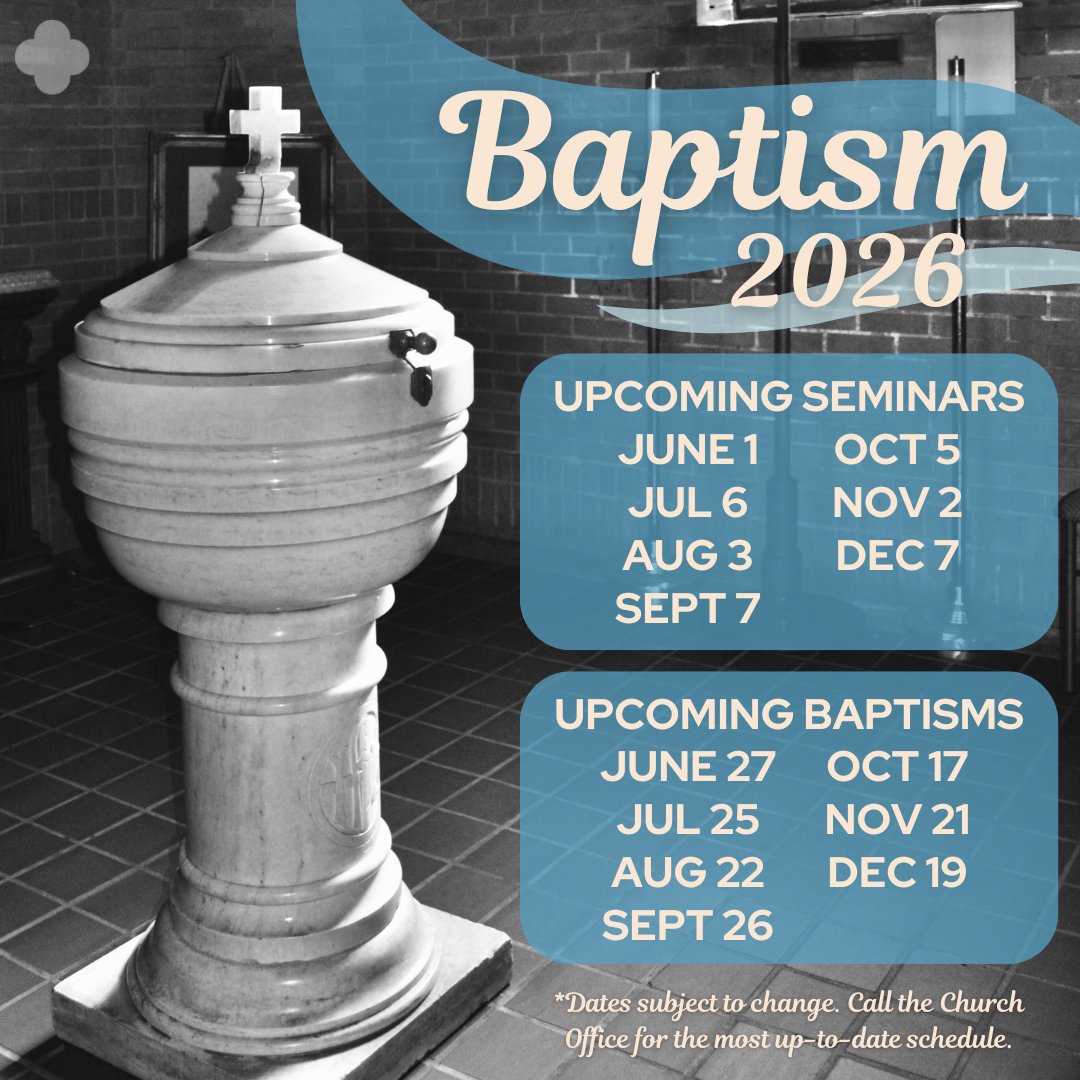 2026 Baptism Schedule